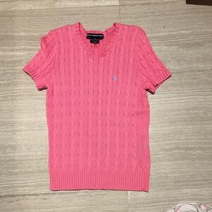 NWOT Ralph Lauren Sport Pink Cable Knit Short Sleeve Sweater